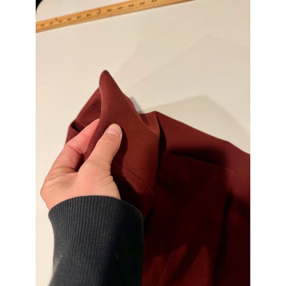 Theory Delaven Blazer Open Jacket Sz 2 Red Wool Blend Long Sleeve Career Office - Picture 8 of 8